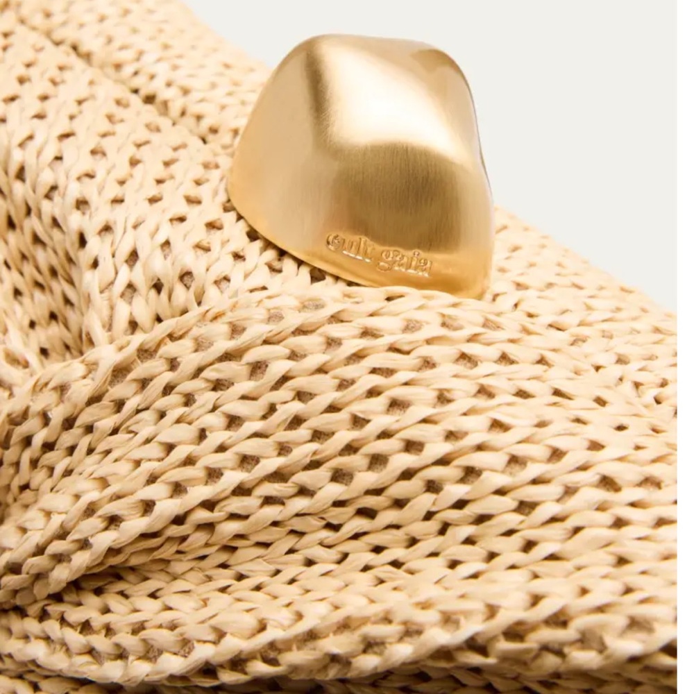 Cult Gaia Lisse Knotted Raffia Clutch Bag with Gold Closure NWT - Picture 5 of 13